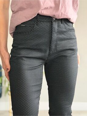 FDJ French Dressing  Slim- Straight Jeans Black Diamond Print Pants Size6 / NWOT
